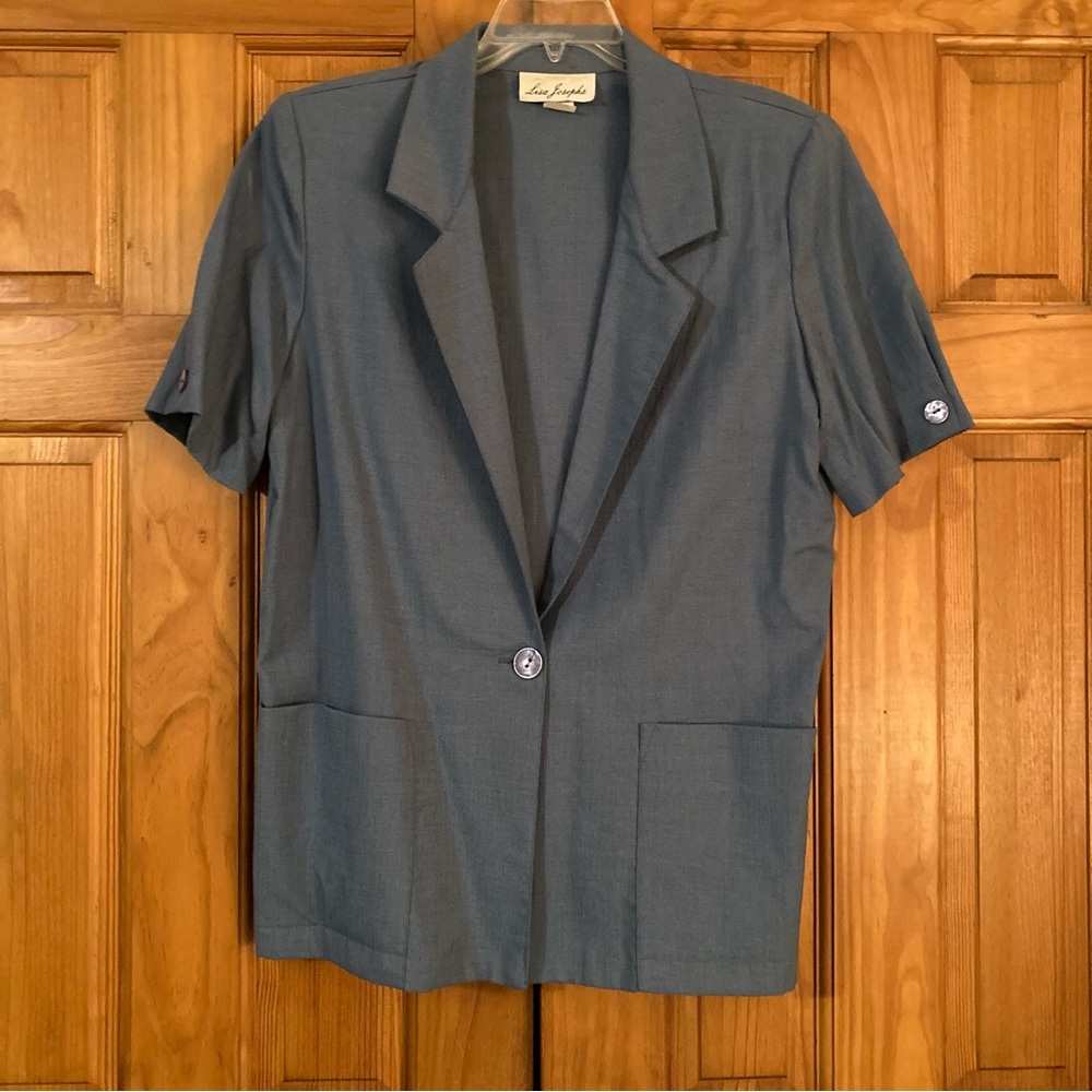 EUC Lisa Josephs Vintage 80s Blazer Short Sleeve Blue Size M Medium